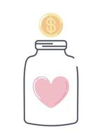 donation money in jar vector