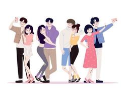 Korean couples groups vector