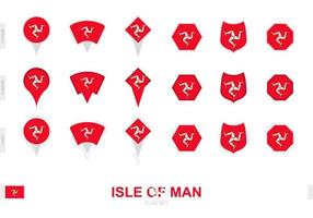 Collection of the Isle of Man flag in different shapes and with three different effects. vector