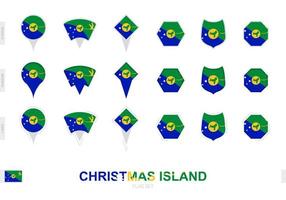 Collection of the Christmas Island flag in different shapes and with three different effects. vector