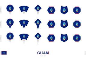 colección de la bandera de guam en diferentes formas y con tres efectos diferentes. vector