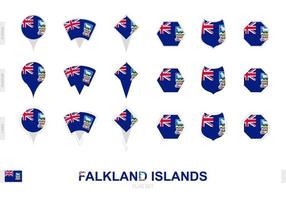 colección de la bandera de las islas malvinas en diferentes formas y con tres efectos diferentes.