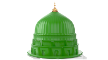 3d render de masjid nabvi madina - arabia saudita 3d ilustración png con fondo transparente
