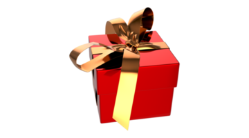 3d Realistic Gift Box with Gold Ribbon Gift Bow Transparent PNG. Decoration 3D illustration png