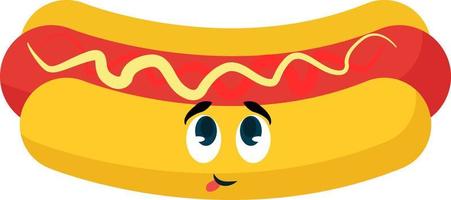 Cute hot dog, illustration, vector on white background