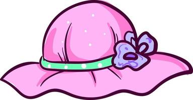 Pink hat with flowers, illustration, vector on white background
