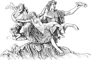 ilustración vintage de tritón ninfa. vector