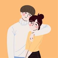 Korean couple hugging vector