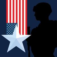 american flag and soldier, veterans day vector