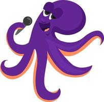 Singing octopus, illustration, vector on white background