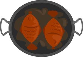 Fried fish, illustration, vector on white background