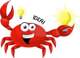 Crab having a idea, illustration, vector on white background.