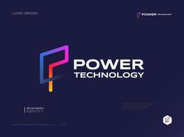 diseño de logotipo de letra p futurista y colorido con estilo líquido. adecuado para el logotipo de negocios y tecnología vector