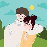 cute couple korea vector