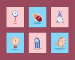 time clocks, icons set vector