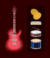 set of realistic instrument music vector