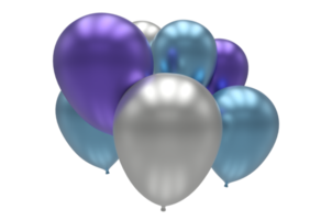 Balloons 3d render illustration for celebration or birthday party png