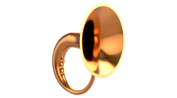 Instrument de musique 3d png avec fond transparent, instrument de cuivre, illustration 3d