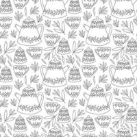 Vector tea collection seamless pattern. Hand drawn teapot and cup with tea doodle pattern