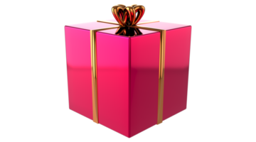 Caja de regalo realista 3d con lazo de regalo de cinta dorada png transparente. decoración 3d ilustración