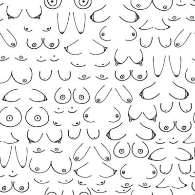 woman breast doodle illustration. Different kinds of woman boob