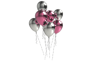 Balloons 3d render illustration for celebration or birthday party png