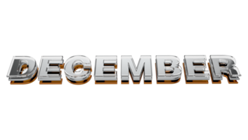 december 3d typografie metaal, chroom en glas brief Aan transparant achtergrond 3d illustratie PNG