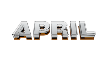 april 3d typografie metaal, chroom en glas brief Aan transparant achtergrond 3d illustratie PNG