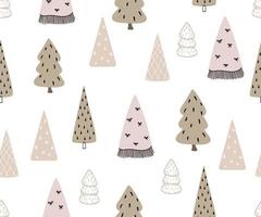 Seamless  vector pattern with Christmas trees in doodle style.