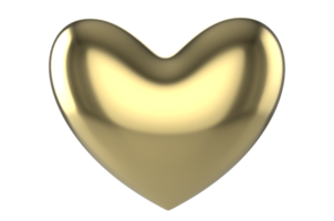 Realistic Golden heart. Isolated Transparent PNG. Valentines day greeting card background. 3D icon. Romantic 3d illustration png