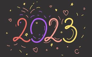 Banner for New Year 2023 in doodle style. vector