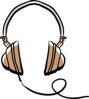 Brown headphones, illustration, vector on white background.