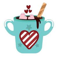 hot cocoa with hearts vector