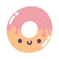 donut kawaii breakfast vector