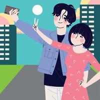 Korean happy couple vector