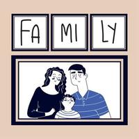 family people and lettering vector