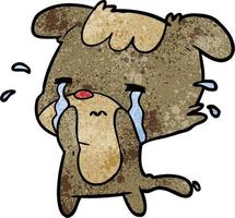 Retro grunge texture cartoon dog crying vector