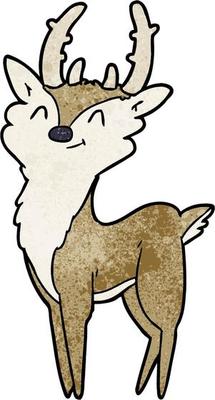 Retro grunge texture cartoon happy reindeer