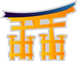 Yellow and blue vector illustration on a white background of a Shinto religion symbol