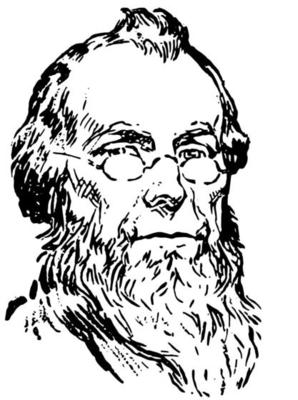 Old Man face with a beard and glasses, vintage engraving.