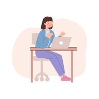 Woman working with laptop vector