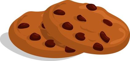 Chocolate chip cookies, illustration, vector on white background