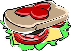 Sandwich, illustration, vector on white background.