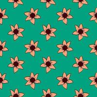 Yellow sunflowers, seamless pattern on green background. vector