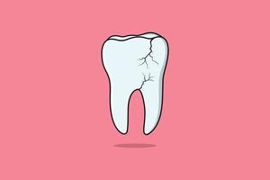 ilustración de icono de vector de diente dañado. concepto de diseño de iconos de objetos médicos y sanitarios. cuidado dental, dentista médico, cuidado dental, objetos médicos, dolor de muelas, diente débil.