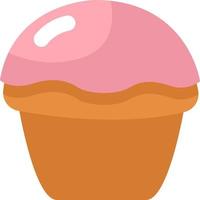 muffin simple con glaseado rosa, ilustración, vector sobre fondo blanco