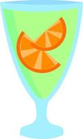 naranja en vidrio, ilustración, vector sobre fondo blanco.