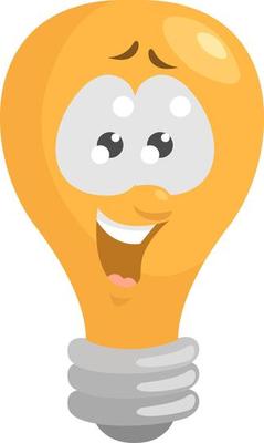 Lightbulb with a face ,illustration,vector on white background