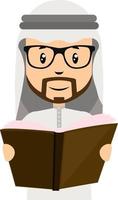 Arab men reading, illustration, vector on white background.