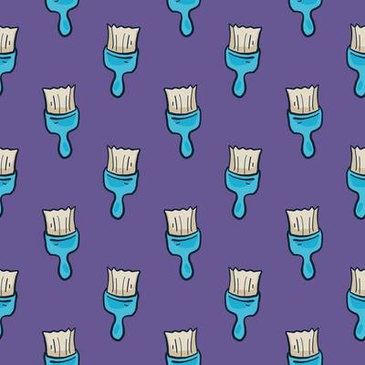Blue brush , seamless pattern on a purple background.